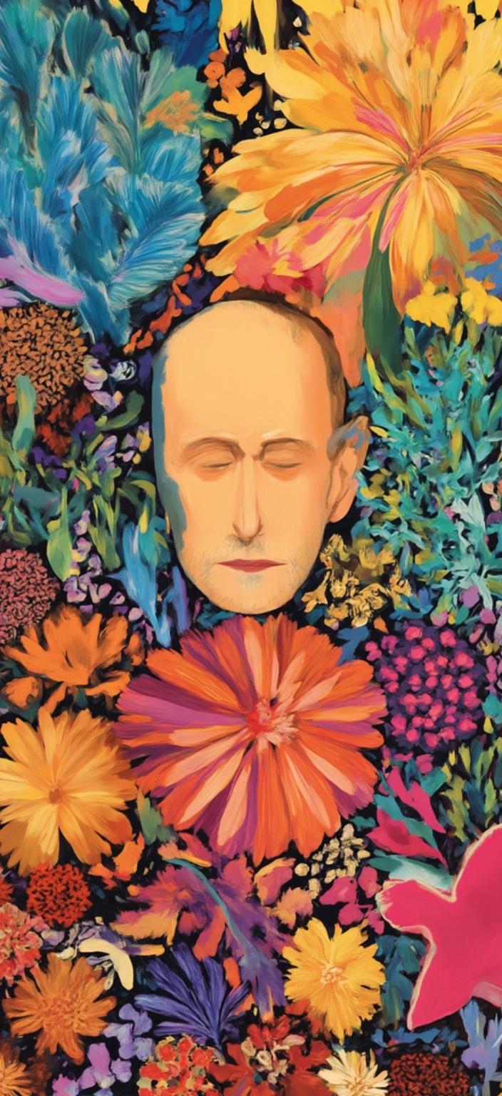 colorful_illustration, Create a captivating image of Steve Jobs, illustrated in a vibrant and colorful style that embodies a playful and dynamic, hand-drawn feel. His iconic figure is the focal point, composed with a palette that layers translucent colors to evoke an "inner light" and remarkable luminosity. His traditional attire is rendered with intricate details, showcasing textures that suggest depth and history, embedded within each fabric fold. His facial features are expertly painted to convey wisdom and resilience, encapsulating the spirit and cultural essence of Steve Jobs.

The background is a masterpiece of its own, decorated with organic shapes and scattered decorative elements. Various leaves and floral motifs are arranged harmoniously across the canvas, adding a natural, free-flowing quality to the design. This luxurious, lavish style is intricately composed, blending bold organic shapes with delicate details. Scattered ornamental elements such as dots, swirls, and abstract motifs contribute to the visual richness.

The image employs a luxurious layering of colors and patterns, creating a sense of depth and movement. The colors melt and fuse together, with boundaries between shapes purposefully blurred. Upon close inspection, the paint appears to drip or run in unconventional directions, crafting a richly varied surface. These techniques generate floating zones of color that hover weightlessly across the digital canvas. The softened edges of rectangles and shapes meld together from a distance, forming a harmonious image that invites viewers to focus and admire its luminous complexity.

The organic shapes and radial floral patterns exude a harmonious, hand-drawn feel, reminiscent of Scandinavian folk art and mid-century botanical prints. The image is centered on the canvas, ensuring a crisp, clean look that is ideal for transforming into a stunning digital wallpaper. This unique blend of tradition and modern artistry is ready to grace any screen, providing an extraordinary visual experience.