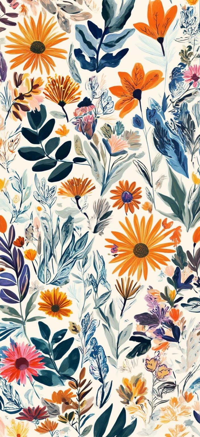 colorful_illustration, Create a captivating digital wallpaper that embodies a latte-colored flow, where simplicity meets intricate artistry. The design draws inspiration from a vibrant and colorful illustration style, characterized by a playful, dynamic, and hand-drawn feel. This artwork is elegantly adorned with organic shapes and scattered decorative elements. Various leaves and floral motifs are skillfully arranged across the canvas, exuding a natural and free-flowing quality. 

Embrace a lavish, decorative style with an intricate composition merging bold organic shapes with delicate details. The design features ornamental elements such as dots, swirls, and abstract motifs to add a touch of whimsy and elegance. Luxurious layers of colors and patterns come together to create an enticing sense of depth and movement. The organic shapes and radial floral patterns form a harmonious ensemble, reminiscent of Scandinavian folk art and mid-century botanical prints.

The entire image is meticulously centered, ensuring a crisp, clean look that is ideal for printing as a digital wallpaper. This artwork provides a perfect blend of simplicity and complexity, making it a visually captivating piece for any screen.