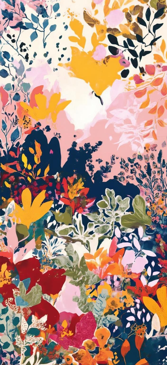 colorful_illustration, Enriched prompt: A captivating Korean landscape unfolds across the canvas, embodying the intense and gritty style reminiscent of the show "My Name." Set against a backdrop that is both vibrant and colorful, the painting features a dynamic and playful hand-drawn aesthetic. The composition is adorned with lavish decorative elements, where organic shapes and abstract motifs intermingle with intricate details. Scattered throughout are ornamental elements like dots, swirls, and bold organic forms that lend a sense of depth and movement to the scene. Various leaves and floral elements are harmoniously arranged, invoking a natural and free-flowing quality akin to Scandinavian folk art and mid-century botanical prints. This lavish layering of colors and patterns contributes to a luxurious feel, while the central focus on the Korean landscape ensures a crisp, clean look. Designed as a digital wallpaper, this artwork is perfectly centered to make a striking and harmonious visual statement.