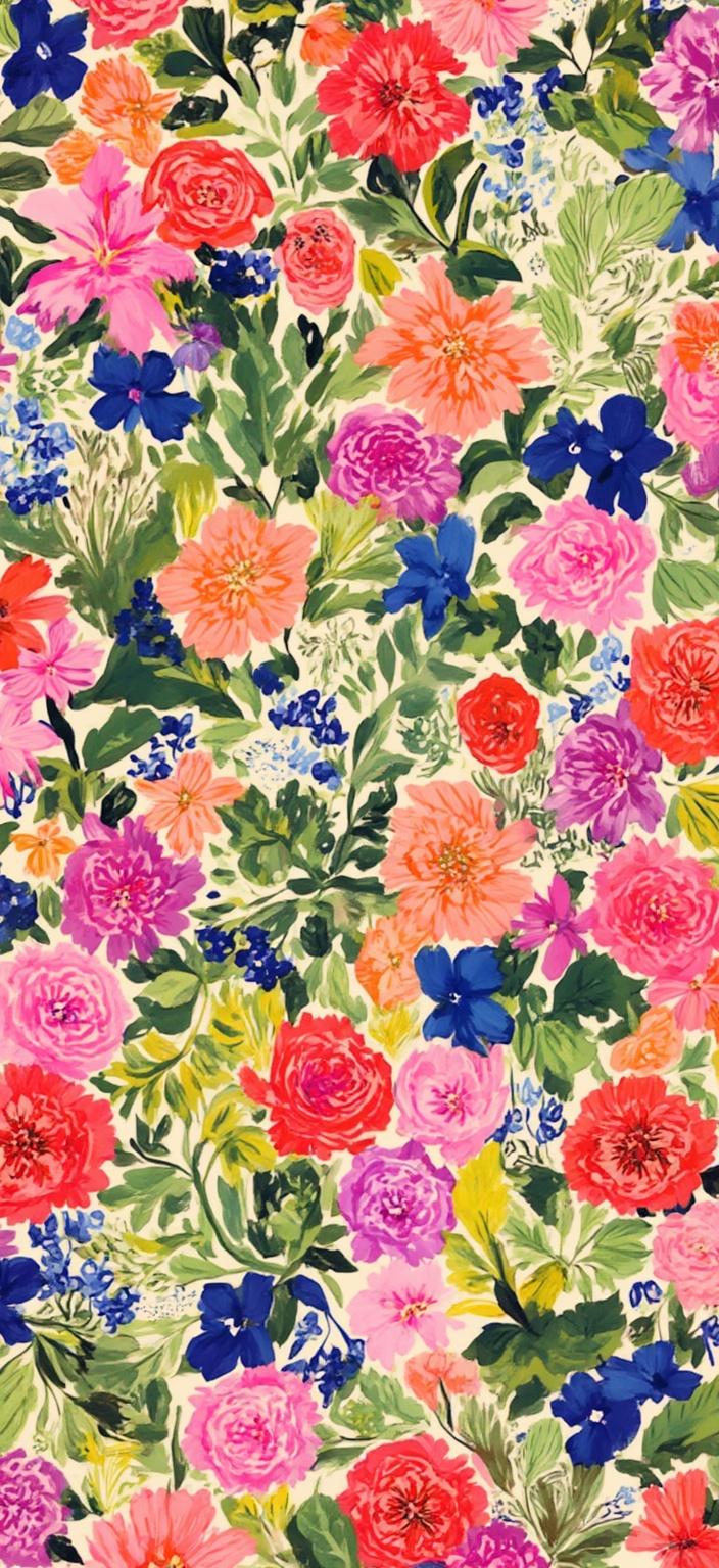 colorful_illustration, Enriched prompt: A vibrant and colorful illustration unfolds, capturing the essence of old-world fabric as it blossoms with roses and violets entwined amidst lush greens. These florals are painted in a style that exudes a hand-drawn feel, with a dynamic and playful energy. The background is a delicate tapestry of organic shapes, adorned with scattered decorative elements—swirls, dots, and abstract motifs that dance gracefully across the canvas. In the corners, a stylized fox, hedgehog, or fawn adds a subtle yet artistic touch, their forms cleverly woven into the lush design. The composition is a lavish, decorative symphony, where intricate details blend seamlessly with bold organic shapes, evoking the intricate beauty of Scandinavian folk art and mid-century botanical prints. The luxurious layering of colors and patterns creates an enchanting sense of depth and movement, making it perfect for a digital wallpaper, with its clean, centered arrangement ensuring a crisp, print-ready look.