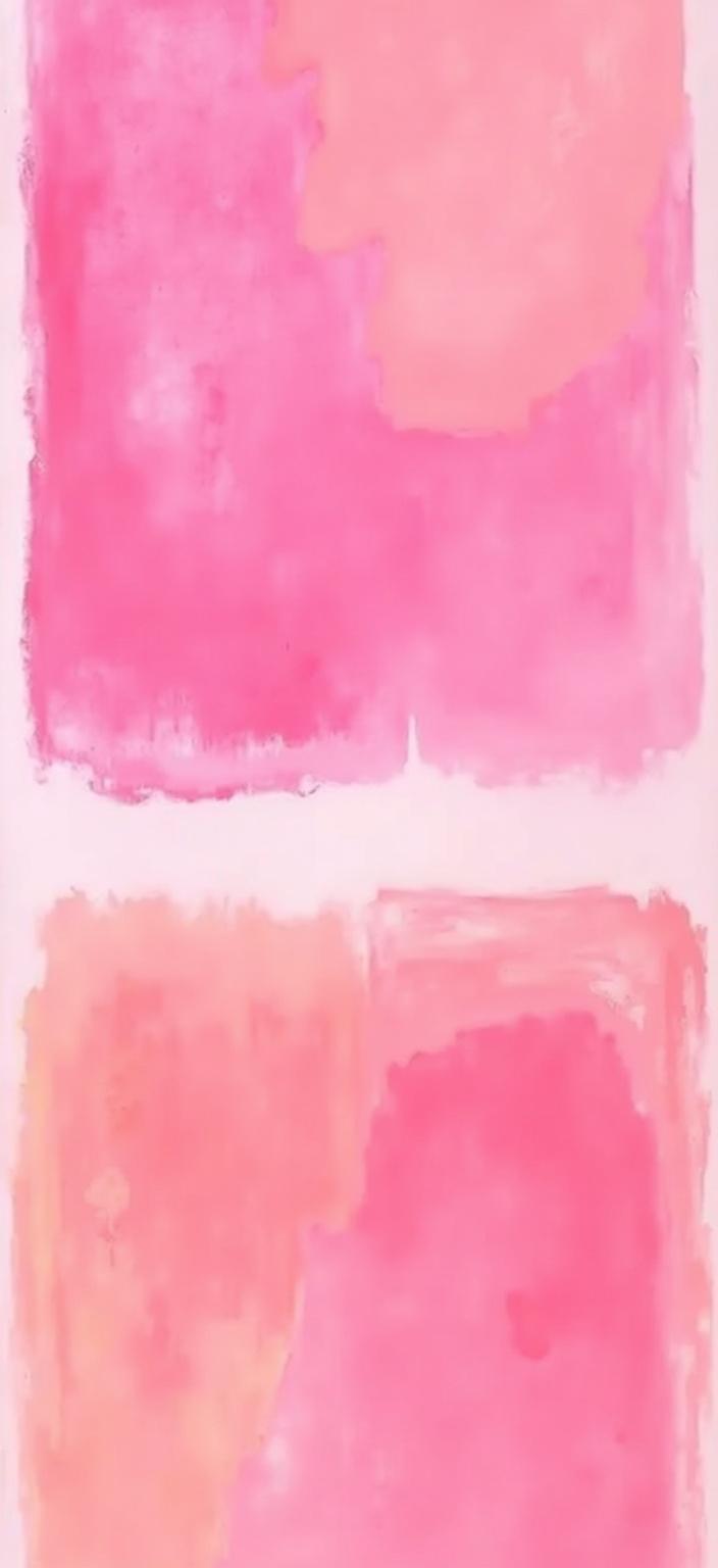 rothko, Enriched prompt: The painting features a mesmerizing pink aesthetic wallpaper as its central theme, where shades of pink softly blend into each other, creating an ethereal and atmospheric composition. The artwork takes inspiration from a style that emphasizes complex layering of translucent color, allowing light to filter through and giving the painting an appearance of "inner light" and remarkable luminosity. At a close range, the colors seem to melt and fuse together, with blurred boundaries between the shapes, evoking a sense of seamless transition and harmony. As one steps back, the soft-edged rectangles hover weightlessly, appearing as floating zones of color that captivate the viewer with their gentle, yet dynamic presence. The surface of the painting is richly varied, with paint drips or strokes running in unconventional directions, adding texture and intrigue to the overall composition. This captivating artwork is centered to ensure a crisp and clean look, making it perfectly suitable for printing onto a digital wallpaper, where it can bring a sense of calm and beauty to any digital space.