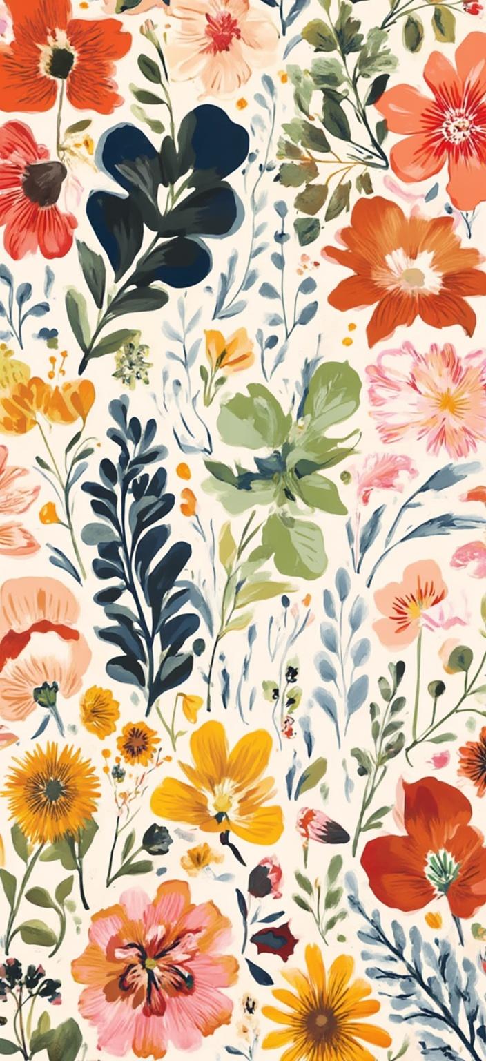 colorful_illustration, Enriched prompt: A vibrant and colorful illustration of a Lily of the Valley bouquet, exuding a botanical boho minimalist charm, serves as the centerpiece of this digital wallpaper. The hand-drawn feel brings a playful and dynamic energy to the composition, drawing inspiration from Scandinavian folk art and mid-century botanical prints. Organic shapes and intricately arranged floral elements create a free-flowing harmony across the canvas. The background is a tapestry of graceful organic shapes, scattered with decorative elements, including swirling motifs, dots, and abstract patterns, which imbue the artwork with depth and movement. Lavish layers of bold colors and luxurious patterns blend seamlessly, enhancing the sense of depth and vitality. The intricate composition, a delightful mix of delicate details and bold shapes, ensures a crisp, clean look, perfect for transforming this piece into a stunning digital wallpaper.