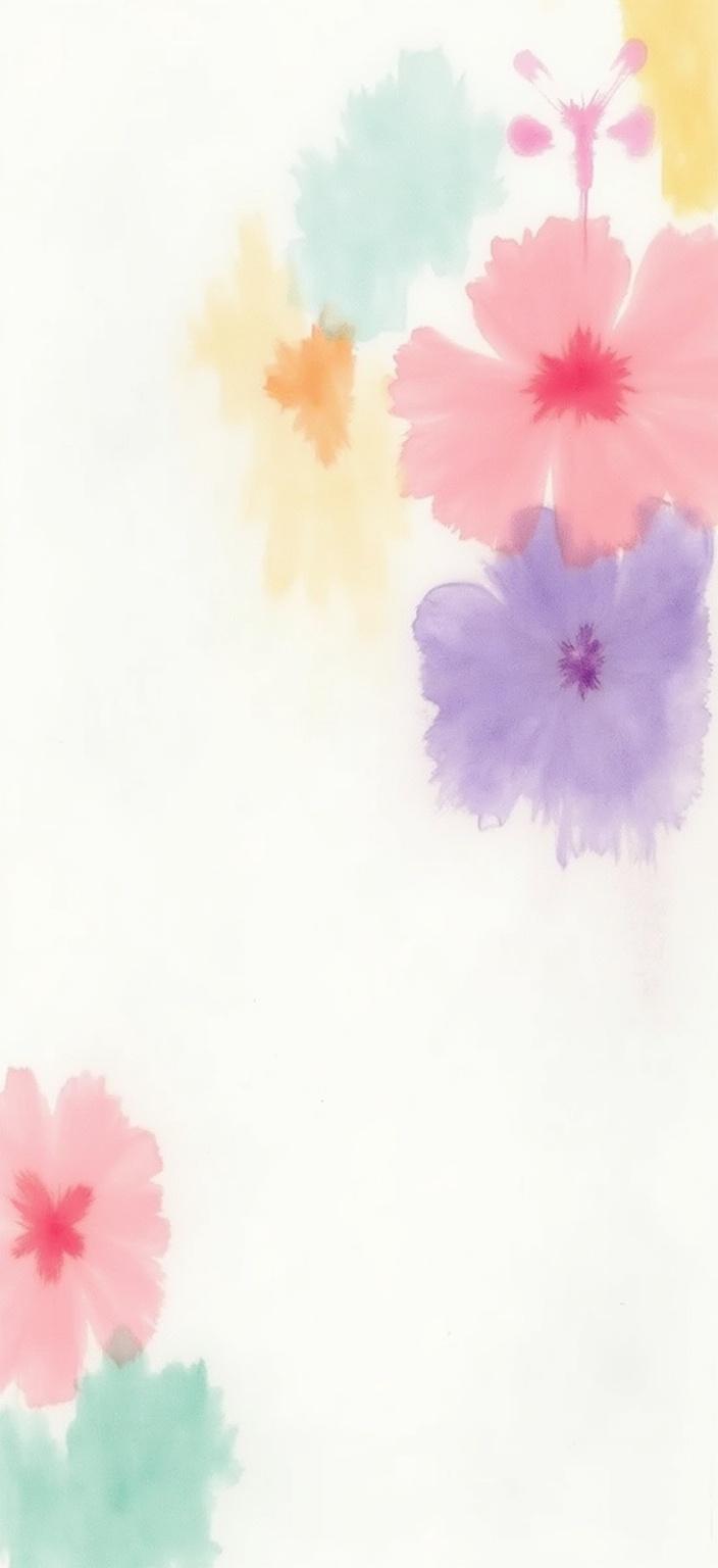 rothko, A mesmerizing watercolor painting featuring abstract floral patterns, beautifully crafted in the ethereal style that showcases complex layering of translucent colors. The artwork bathes in the refreshing spring tones of mint, blush, lavender, and cream, each hue delicately intermingling to create a sense of “inner light” and exceptional luminosity. At a close glance, the colors appear to melt and fuse gracefully, with boundaries between the floral shapes blissfully blurred, while from a distance, the soft-edged blooms and leaves seem to hover weightlessly, as if existing in floating zones of color. The richly varied surfaces are accentuated by paint drips and strokes that flow in nontraditional directions, adding an element of dynamic movement to the piece. This captivating composition is perfectly centered, ensuring a crisp and clean aesthetic, ideal for transforming into a stunning digital wallpaper.