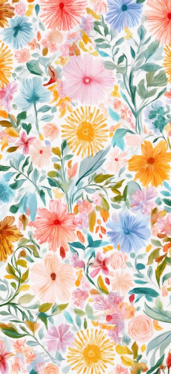 colorful_illustration, Enriched prompt: Create an enchanting digital wallpaper showcasing pastel flower shapes gracefully floating on a delicate watercolor background. Hidden within the abstract brushstrokes, silhouettes of deer, owls, and foxes subtly emerge, adding a sense of mystery and wonder. The artwork is crafted in a vibrant and colorful illustration style, exuding a playful, dynamic, and hand-drawn feel. The background is adorned with organic shapes and scattered decorative elements, including various leaves and floral motifs, arranged with a natural, free-flowing quality. Inspired by the lavish and decorative style, the intricate composition blends bold organic shapes with delicate details, featuring ornamental elements like dots, swirls, and abstract motifs. The luxurious layering of colors and patterns creates depth and movement, while the organic shapes and radial floral patterns evoke a harmonious, hand-drawn aesthetic reminiscent of Scandinavian folk art and mid-century botanical prints. This captivating piece is centered to ensure a crisp, clean look, perfect for printing as a digital wallpaper.