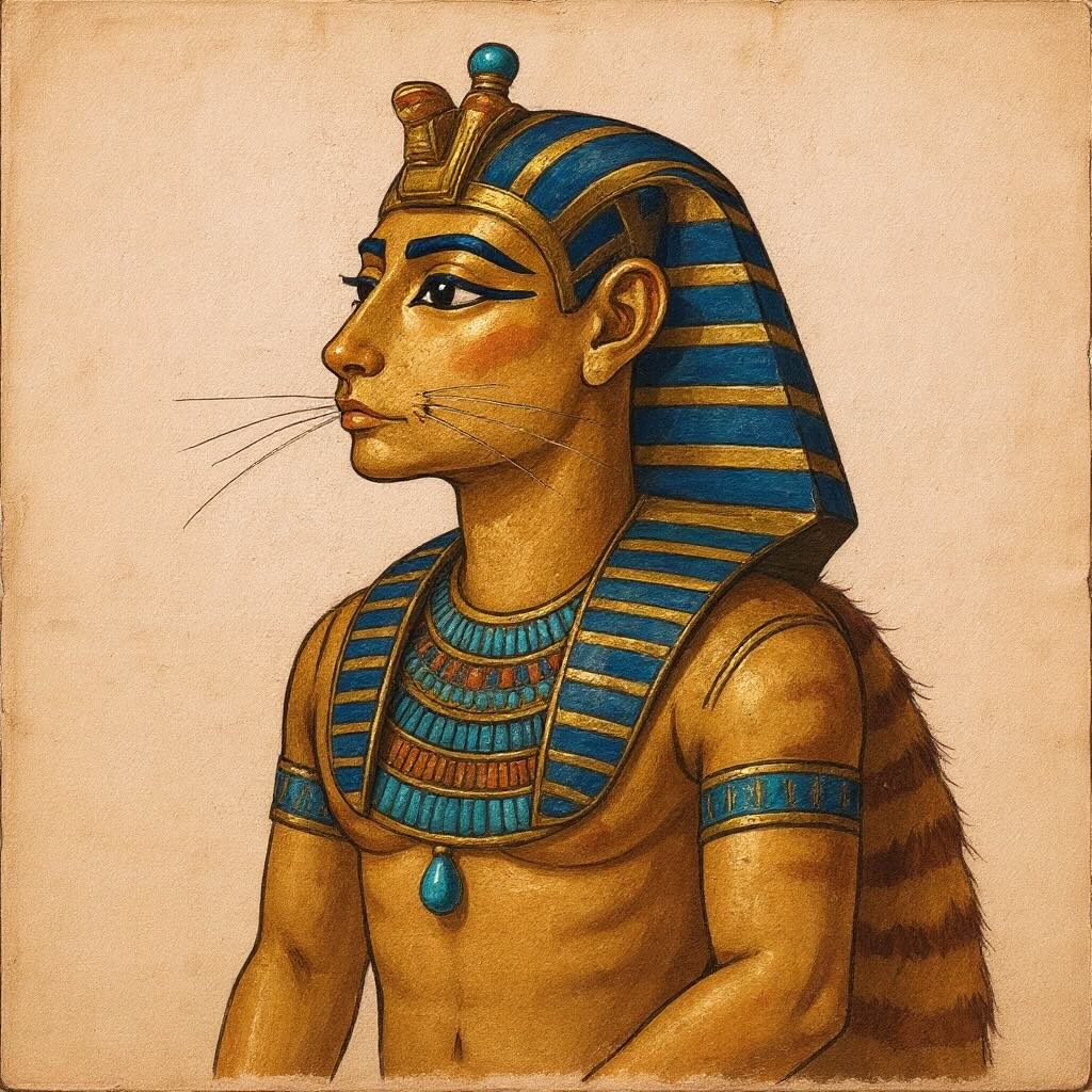 Egyptian portrait from photo, Hieroglyphs, pyramids, sphinxes, papyrus, Amarna style portrait art, photo to art, turn photo into painting